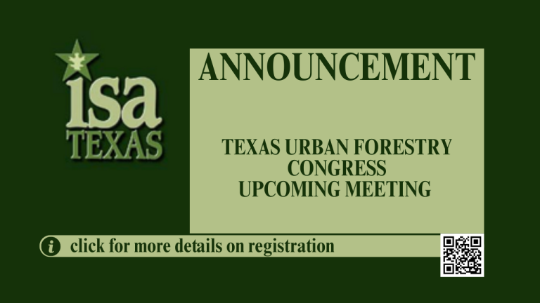 Texas Urban Forestry Congress Meeting Date Announced
